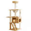 Arbre à chat en bois avec poteaux à griffer, perchoir supérieur, maisonnette pour chat et hamac