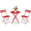 Ensemble bistro 3 pièces en acier pliable, table de patio résistante aux intempéries et 2 chaises pour balcon, jardin, cour, bord de piscine et intérieur