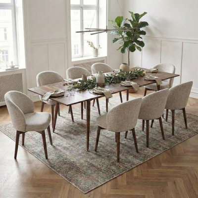 9-Piece Mid-Century Rectangular Extendable Dining Sets