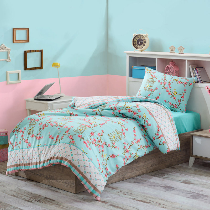 Schmidt Cotton Blend Duvet Cover Set, Dark Turquoise, 61" x 79" Duvet Cover + 1 Standard Pillowcase