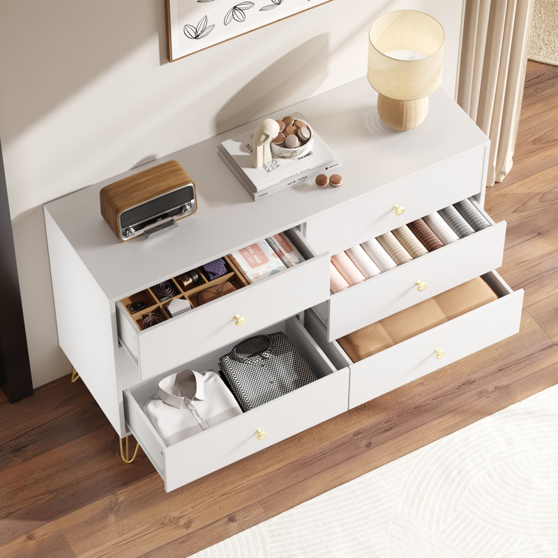 Commode 6 tiroirs moderne pour chambre double Dreseer, Noir