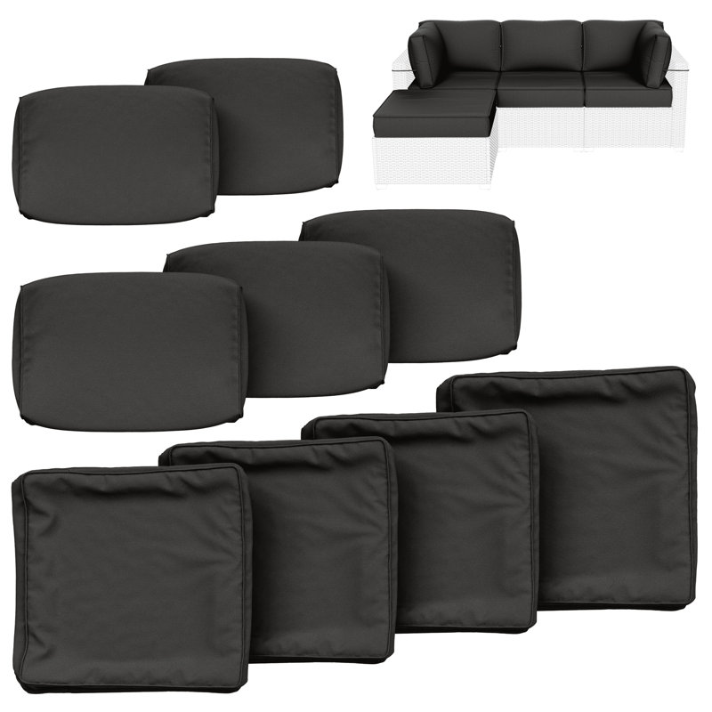 Ensemble de housse de coussin d'extérieur 9 pièces pour coussins d'extérieur et housses de patio 3 "Cartert