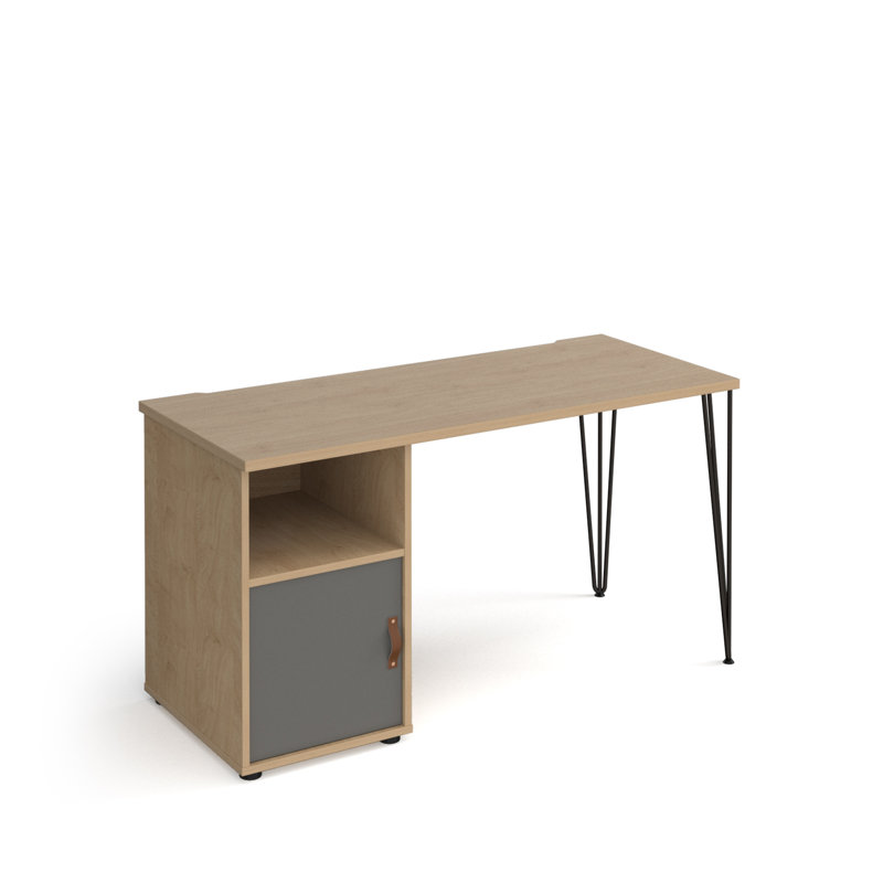 Anek Metal Base Computer Desk, Kendal Oak/Grey