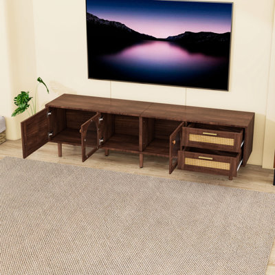 Meuble télé avec lumières DEL, tiroirs et rangement pour porte en verre
