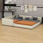 Grand lit plateforme tapissier grand et simple - conception pour lit mère et enfant-698416237