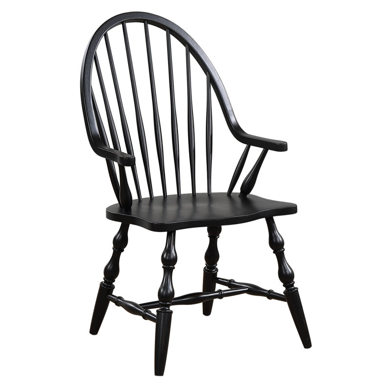 Fauteuil en bois de chêne massif de 24 po de largeur avec accoudoirs sculptés Furtado, Noir antique