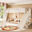 Lit mezzanine minimaliste avec tête de lit tapissier et rangement intégré-129422073