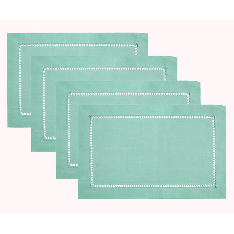 Ensemble de 4 napperons de couleur unie classique à motif ajouré bleu glacier l 13 po x L 19 po 