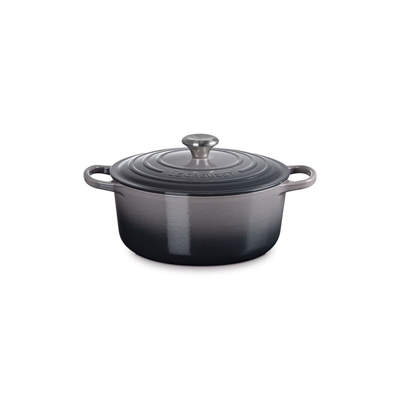 Le Creuset Signature Enameled Cast Iron Round Dutch Oven with Lid, Oyster, 5.5 quarts