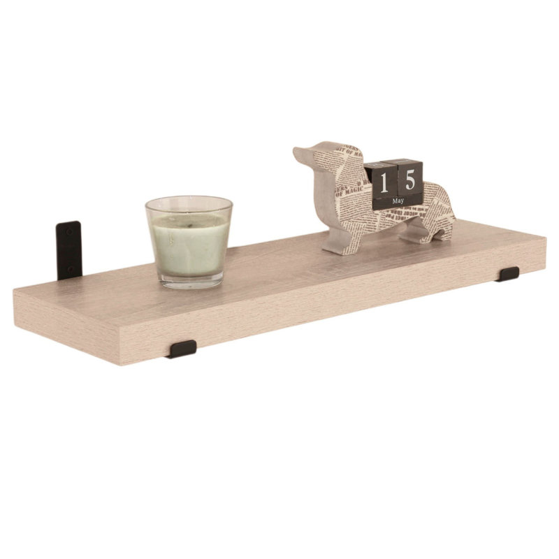 Jackson 3.8cm Chunky Shelf with Sit-On Brackets, Oak, 3.8cm H x 60cm W x 20cm D