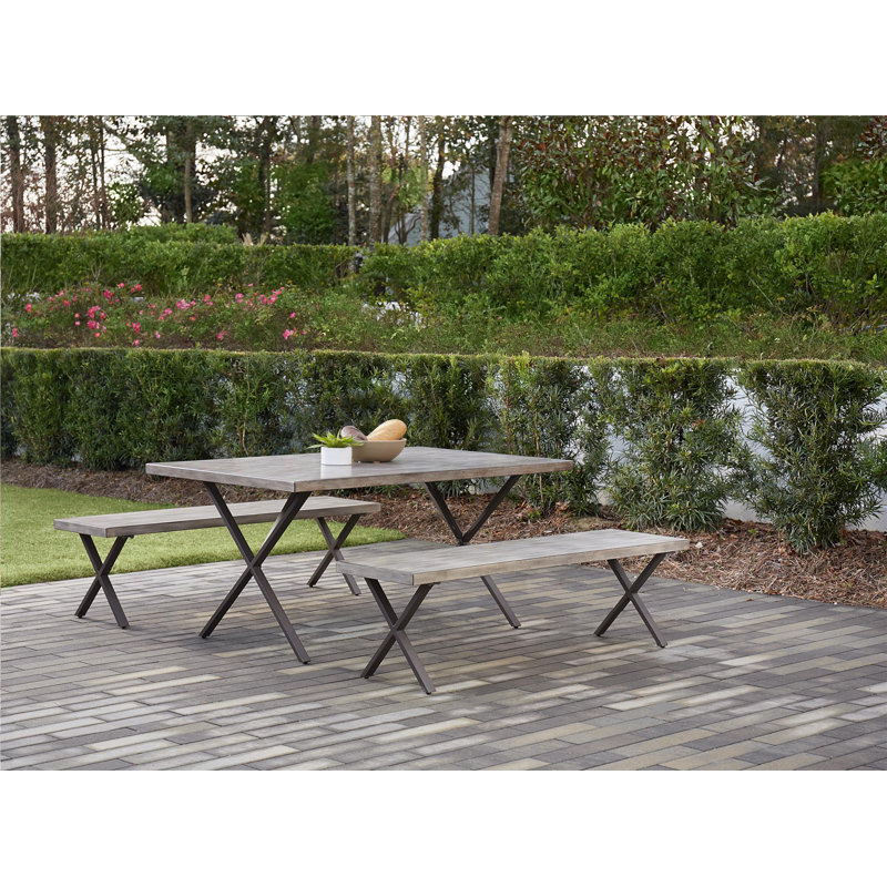 Fikes 4 - Person Metal Patio Dining Set with Rectangular Table