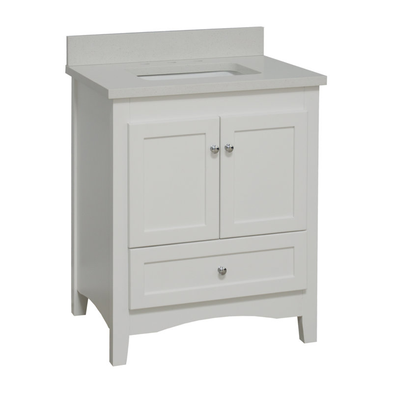 Ensemble de meuble-lavabo simple 30 po Edber, Quartz, Blanc