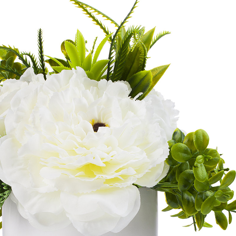 Arrangement floral de pivoines en soie dans un vase, Crème