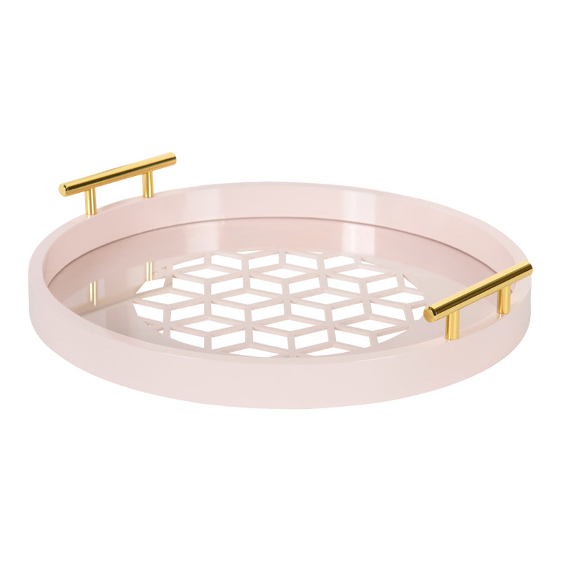 Magalia Wood Tray, Pink, Gold