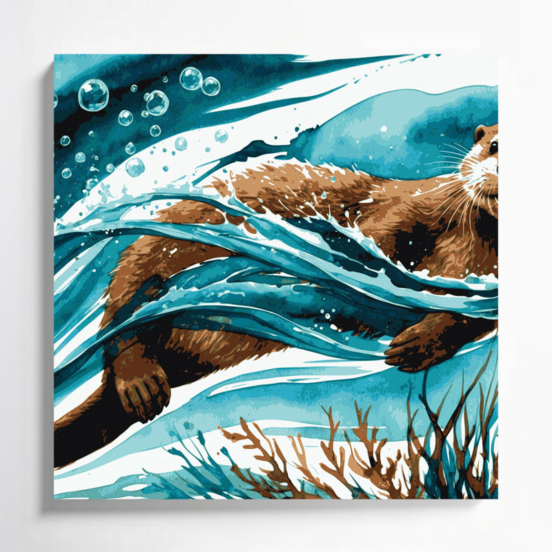 Art mural sur toile bleu, H 32 po x l 32 po