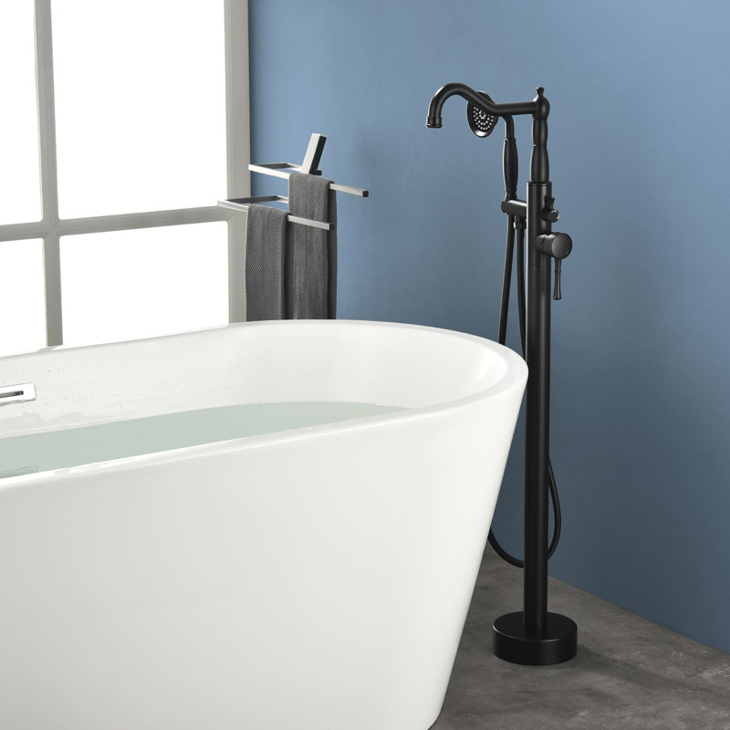 Floor Tub Filler with Diverter, Matte Black