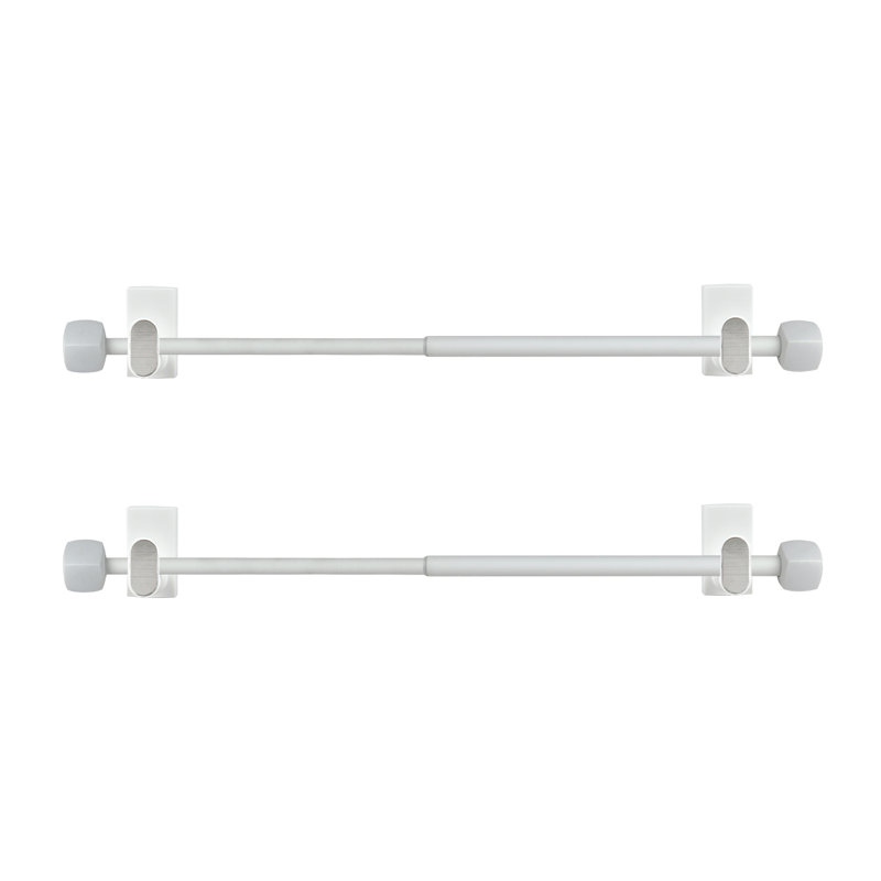 Ensemble de 2 tringles à rideaux magnétiques réglables pour le fer et l'acier, 16" - 28", Blanc