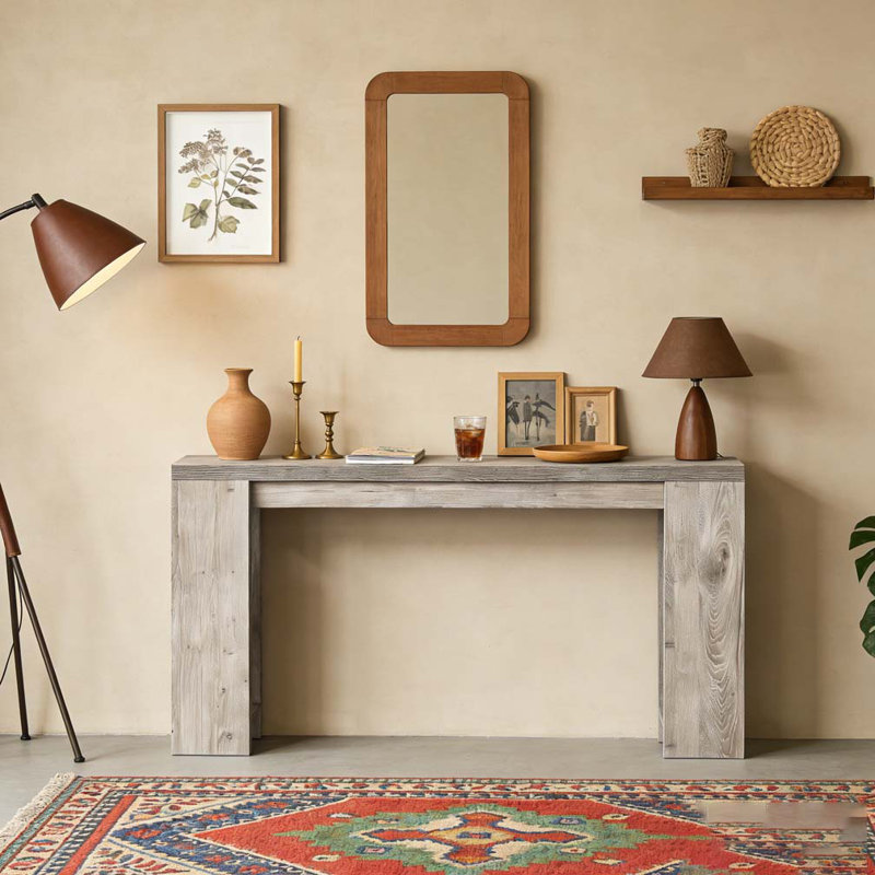 Farmhouse Wood Sofa Table Entryway Table, Gray
