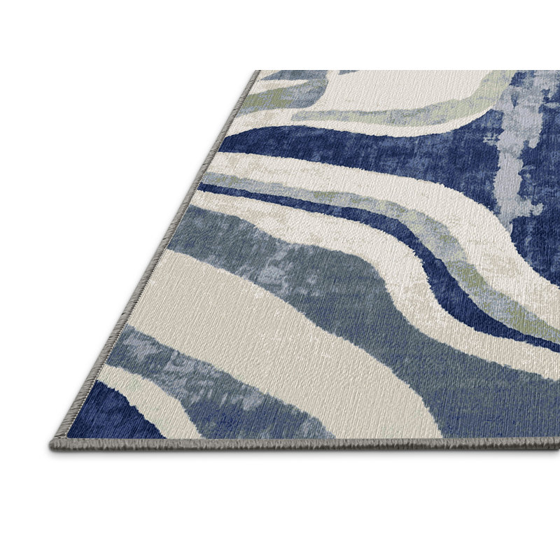 Machine Washable Gray Area Rug, Round 6'