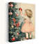 «Young Girl at Christmas Eve», impression rétro sur un arbre de Noël rétro, paysage d'hiver-130681868