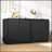 4-Door Fluted TV Stand With Power Outlet, Handleless Wave Design Entertainment Center, Adjustable 3-Tier Storage Cabinet-1986259122