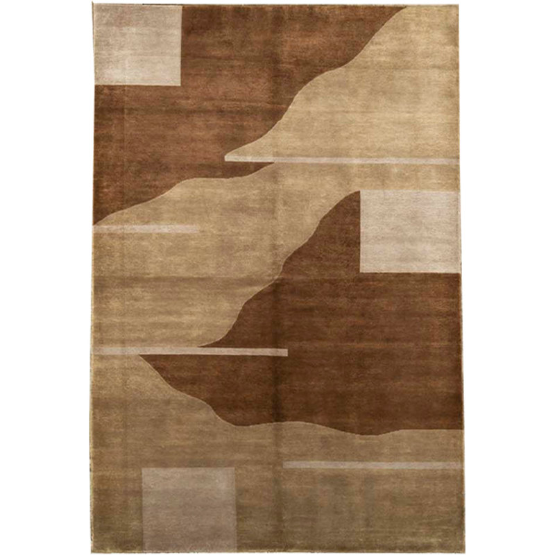 Himalayan Wool Abstract Area Rug in Brown