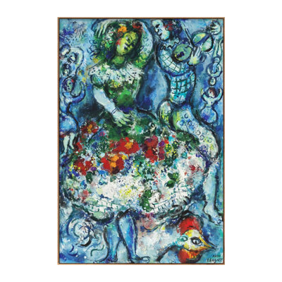 Impression sur toile encadrée, "Danse-hôte" par Marc Chagall, art mural pour les décorations de bureau à domicile (cadre en bois de couleur mince, 12 po x 16 po)