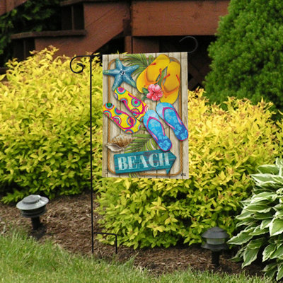 Drapeau de jardin d'été Flip Flops Beach