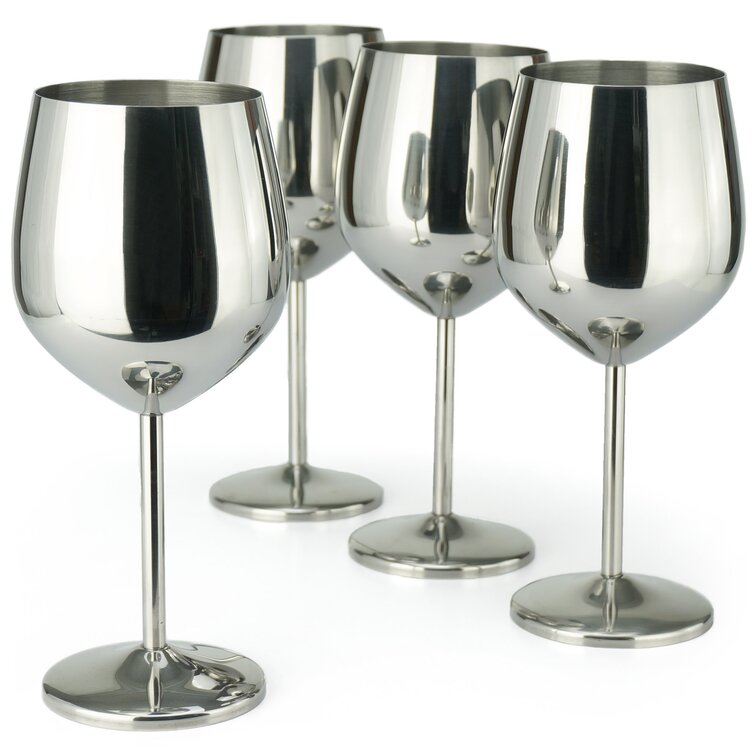 Nataniel 18 oz. Stainless Steel (18/8) Drinking Glass (Set of 4) Everly Quinn Color: Polished