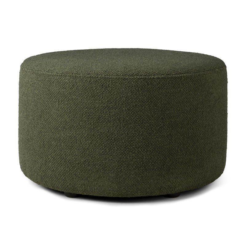 Barrow Round Pouf, Pine Green Polyester Blend