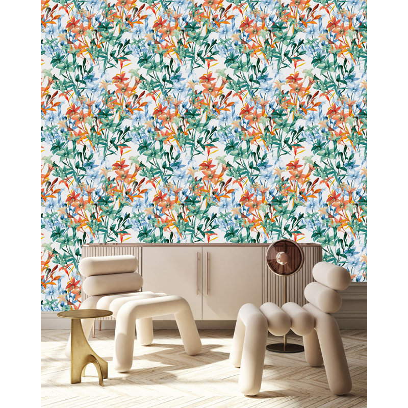 Panneau de papier peint fleurs L 10,4 pi x l 25 po