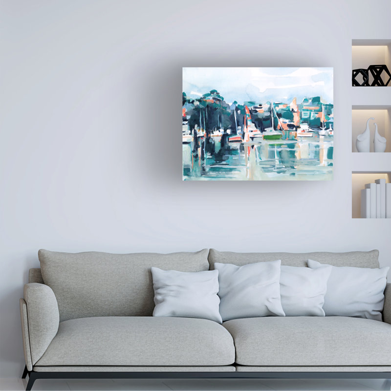 «Bay II» par Emma Scarvey - peinture sur toile tendue, H 35 po x l 47 po x P 2 po