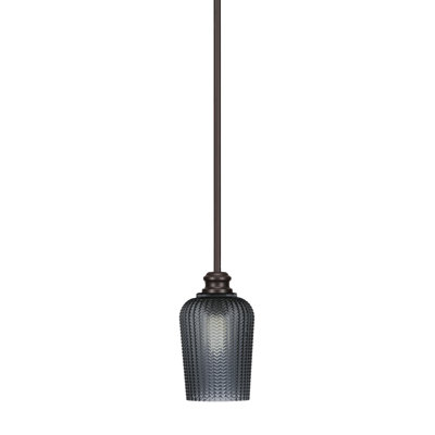 Edge Stem Hung Mini Pendant With 5" Smoke Textured Glass