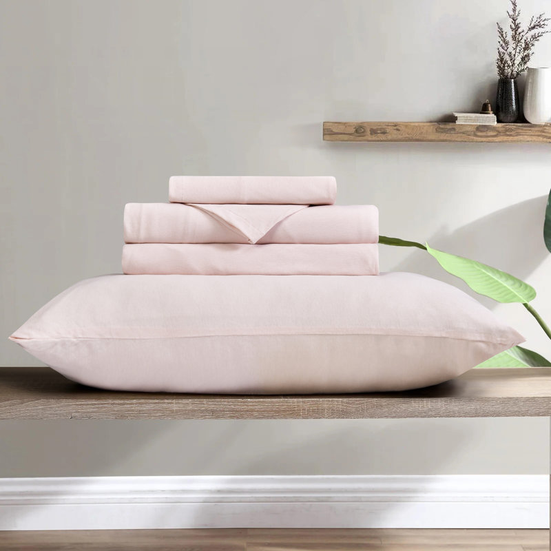 Ensemble de draps 100% coton jersey, Ensemble de drap pour lit très grand avec drap-ho, Rougir