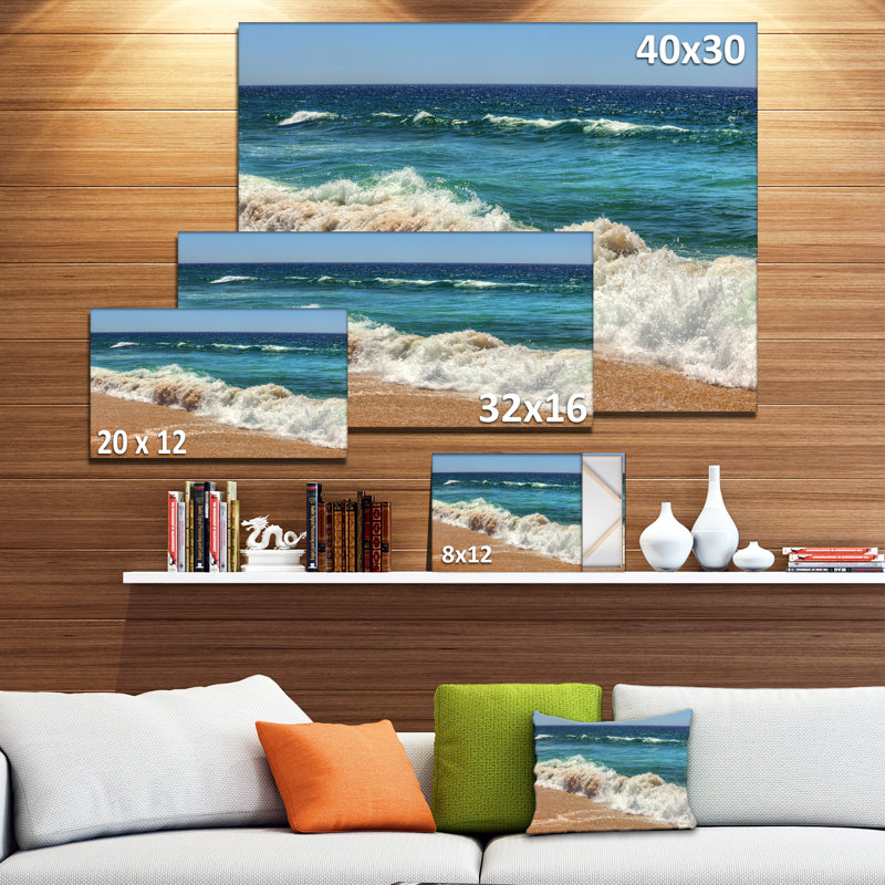 " Atlantic Beach With Foaming Waves ", 16" H x 32" W x 1" D