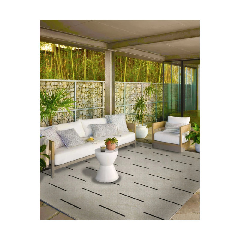 Tapis décoratif droit à rayures géométriques et tapis lavable, Rectangle 2 pi 4 po x 4 pi