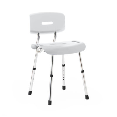 White Shower Chair With Backrest, 300 Lb. Weight Capacity, Microban Treated