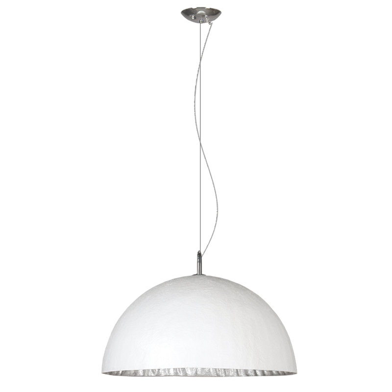 Boggs 1 - Light Bowl Pendant, 38cm diamter, White/Silver