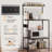 Kitchen Bakers Rack with Power Outlet, Small Microwave Stand with Adjustable Storage Shelves, Coffee Bar Table with 5 Hooks, 4 Tiers Kitchen Coffee Stand Station for Small Space-1476284046