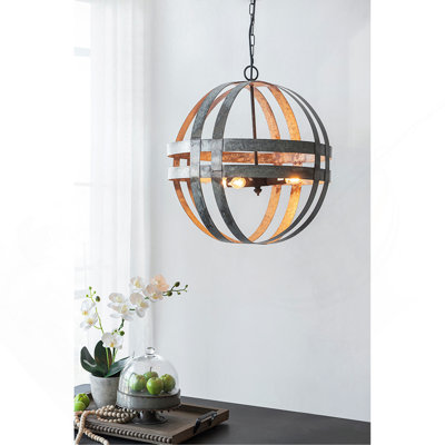 4 - Light Galvanized Chandelier, Hanging Light Fixture With Adjustable Chain For Kitchen Dining Room Foyer Entryway, Bulb Not Included