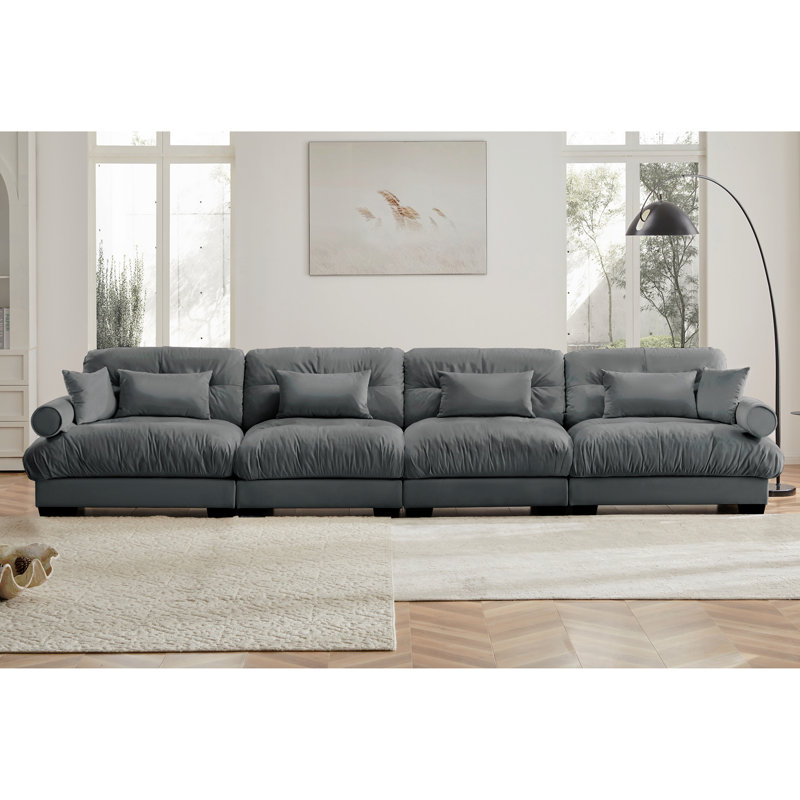 Canapé modulaire en velours surdimensionné Comfort, Velours gris velours