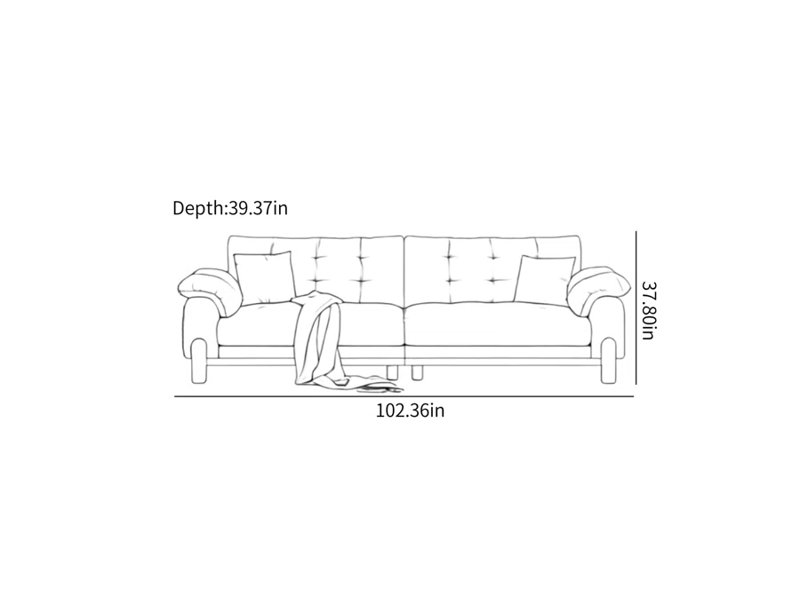 Extra-large plush sofa with solid wood frame