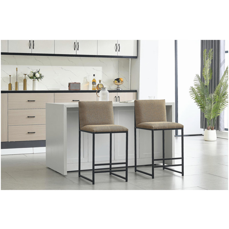 Ensemble de chaises de salle à manger moderne 2 pièces, sièges décoratifs en tissu et structure simple en fer forgé