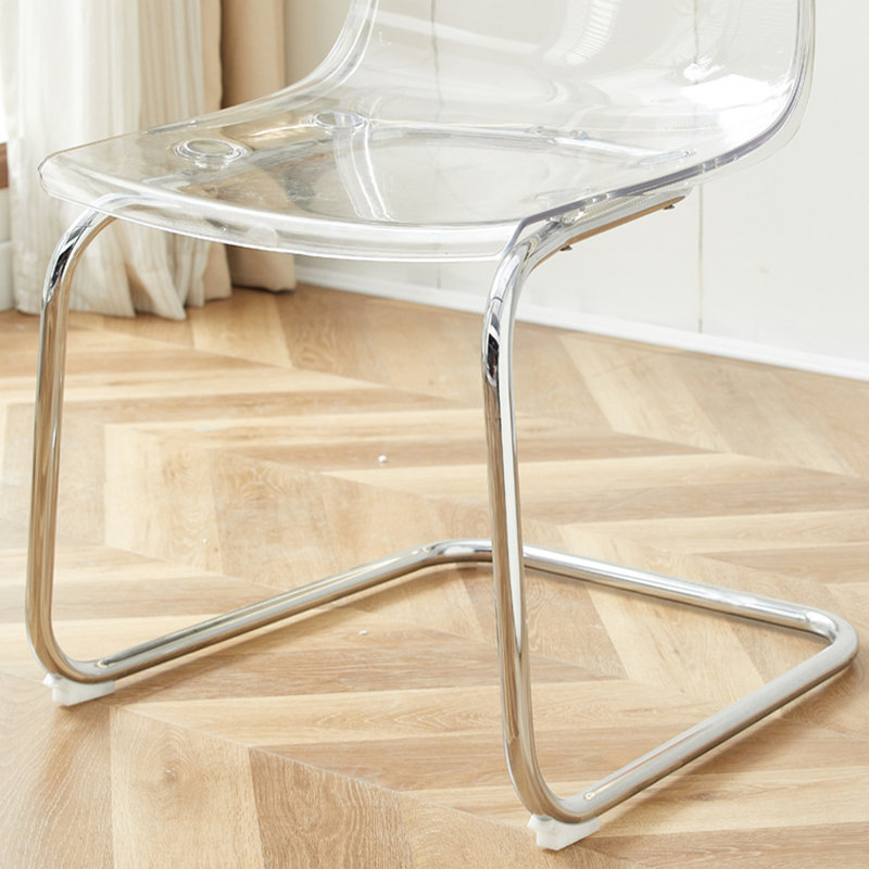 Clear+Silver Solid back side Chair(Set of 2)