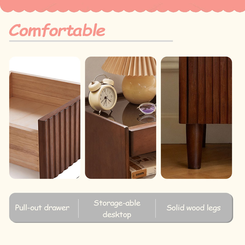 Table de chevet en bois avec tablettes ouvertes à 1 tiroir, petite commode de bureau avec tablettes en bois et table de chevet