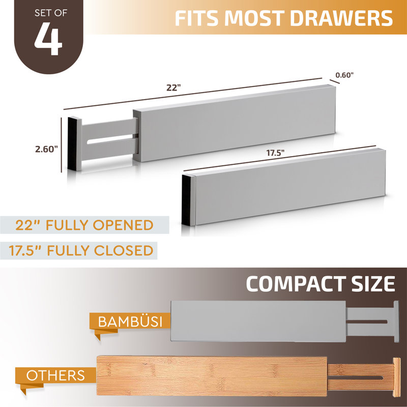  Adjustable Multi-Purpose Drawer Organizer, Gray