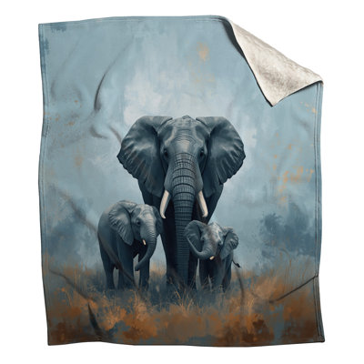Couvertures de famille d'éléphants dans les prairies