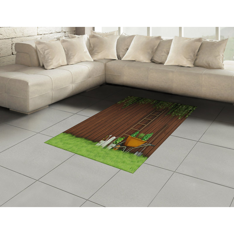 Tapis décoratif long en fibre de polyester à haute densité Farm House, Rectangle— 4 pi x 5 pi 8 po