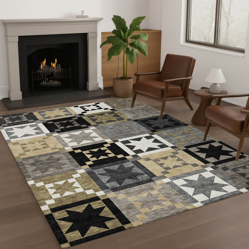 Tapis intérieur / extérieur lavable à la machine Chantille ACN2538, Noir, Rectangle 9 pi x 12 pi