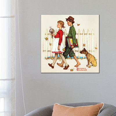 Young Love: Walking to School by Norman Rockwell - 1 Piece Wall Art on Canvas
